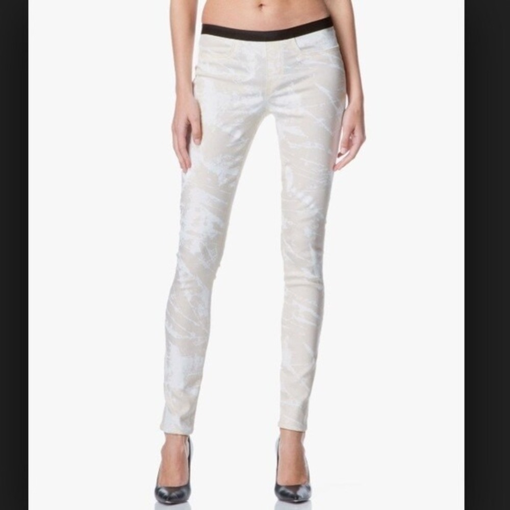 Hemet Lang Pants White Black Splatter Straight Leg Capri Pants Size 29‎